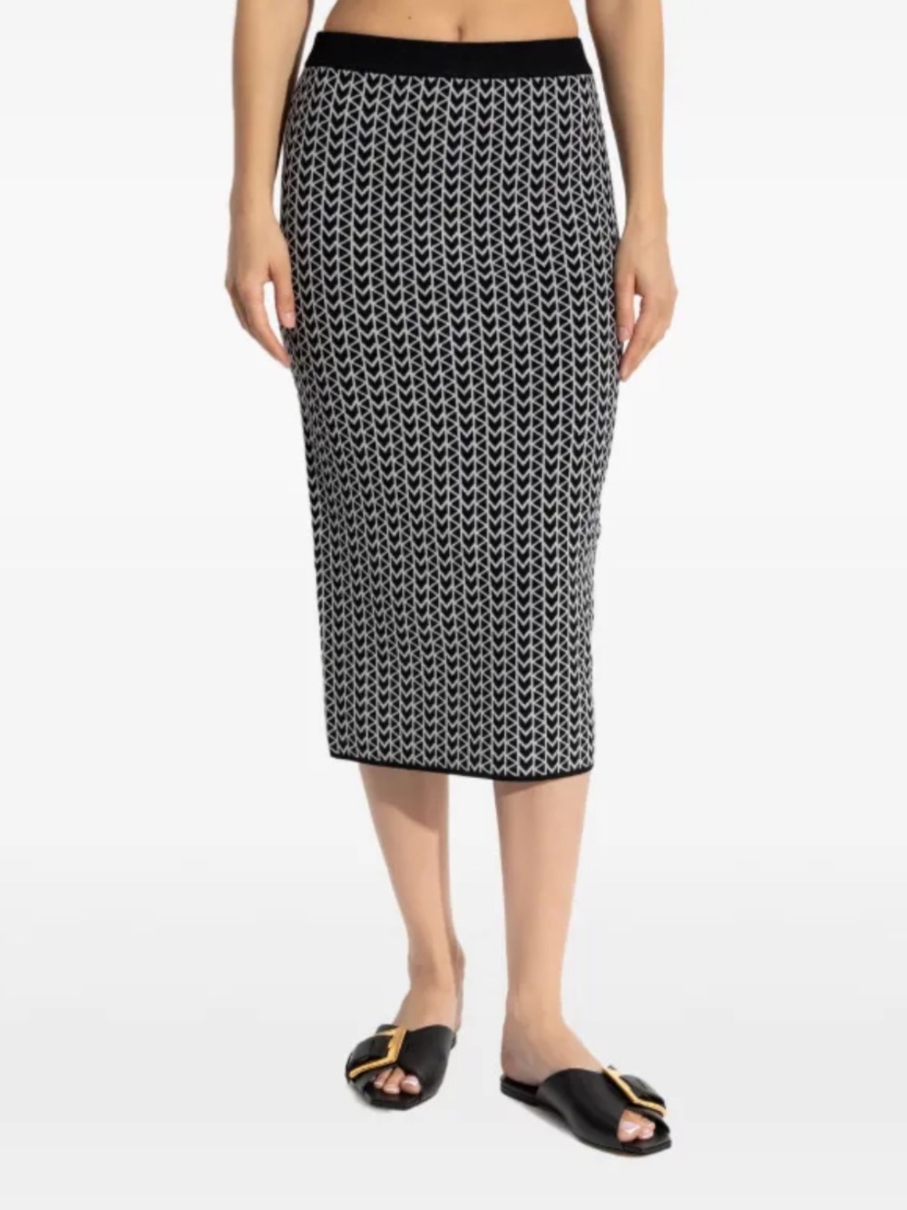 Michael Kors Black/White Logo Pattern Knit Skirt Clean Look 90s Minimalism Y2K